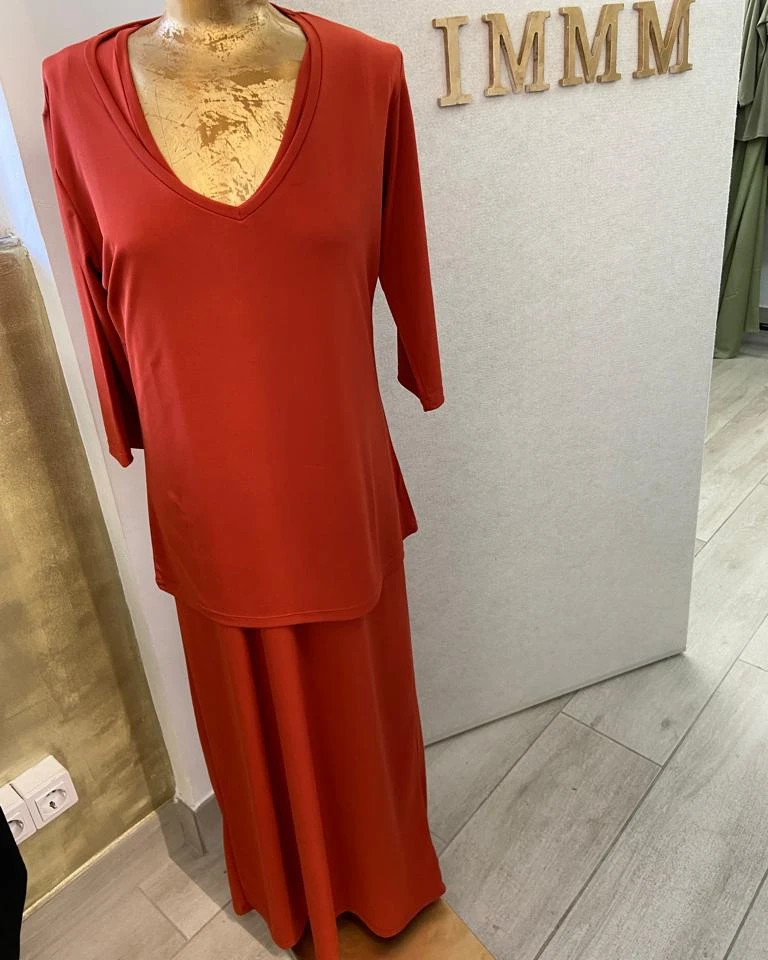 Conjunto camisa y vestido rojo